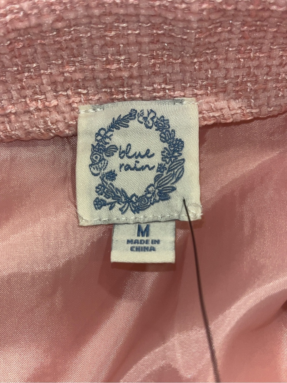 Francesca's Blue Rain Faux-Wrap Pink Plaid Tweed Mini Skirt - Picture 7 of 9